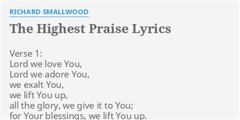 higher praise lyrics|Highest Praise .